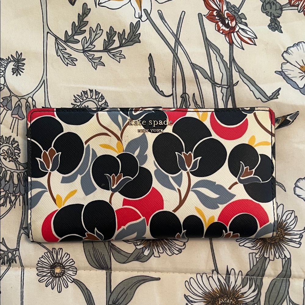 kate spade Black, Red & Cream Floral Wallet